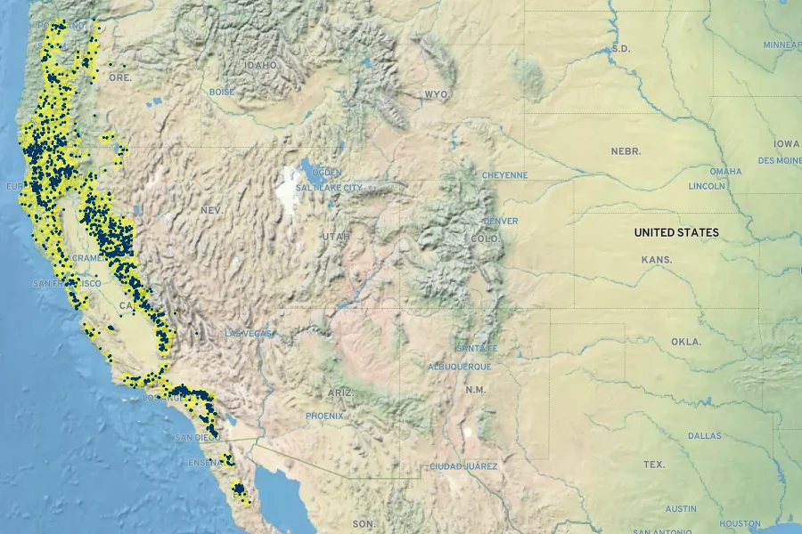 Calocedrus decurrens Native Range