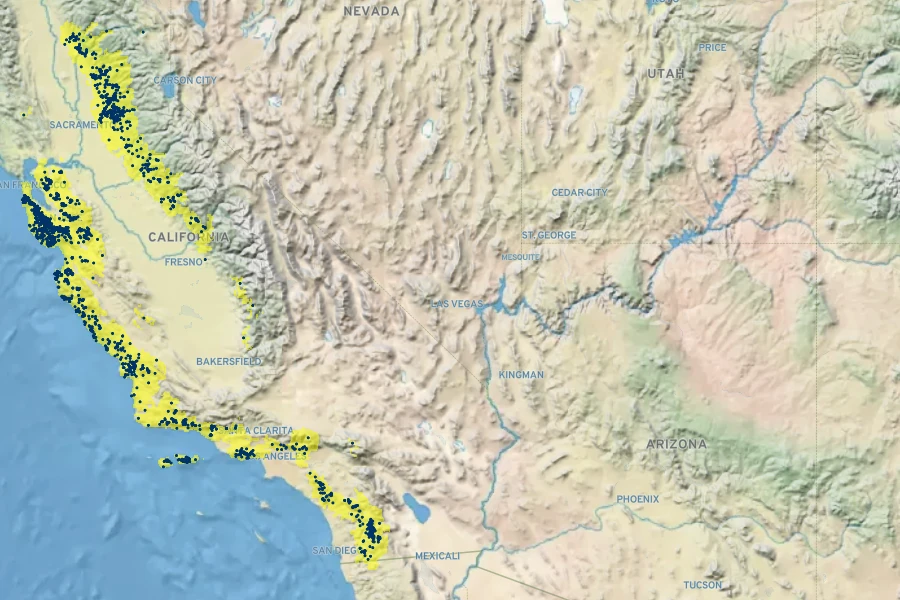 Calochortus albus Native Range