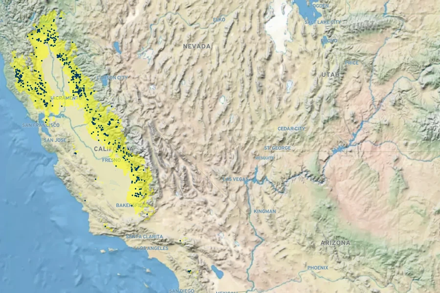 Calochortus superbus Native Range