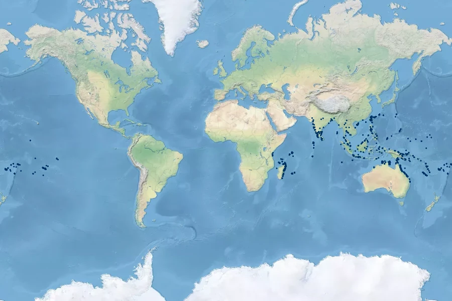 Calophyllum inophyllum Native Range