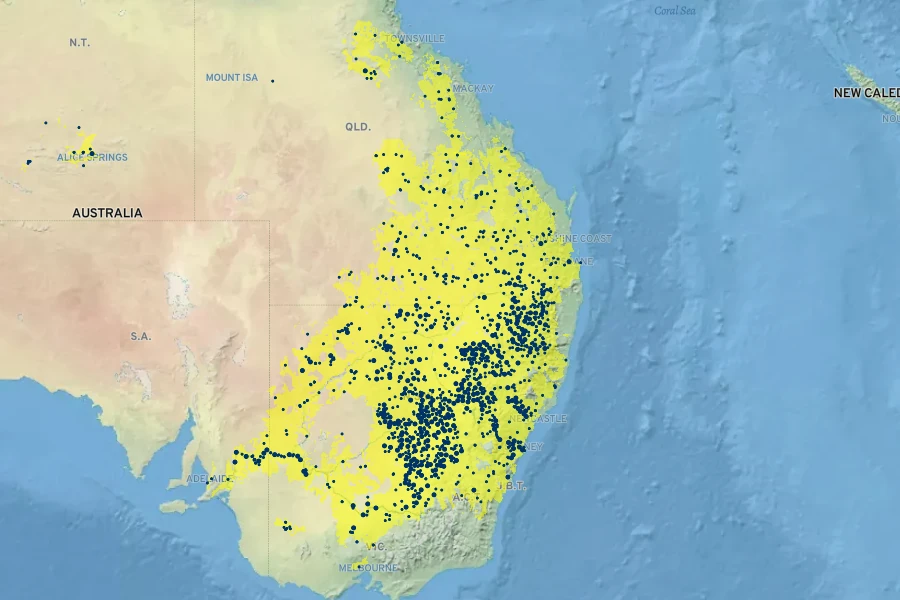 Calotis cuneifolia Native Range