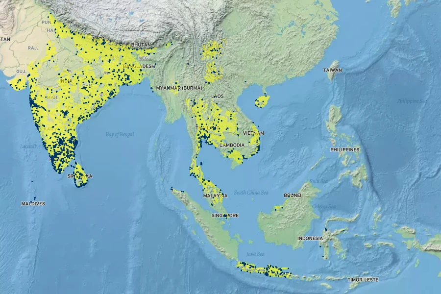 Calotropis gigantea Native Range