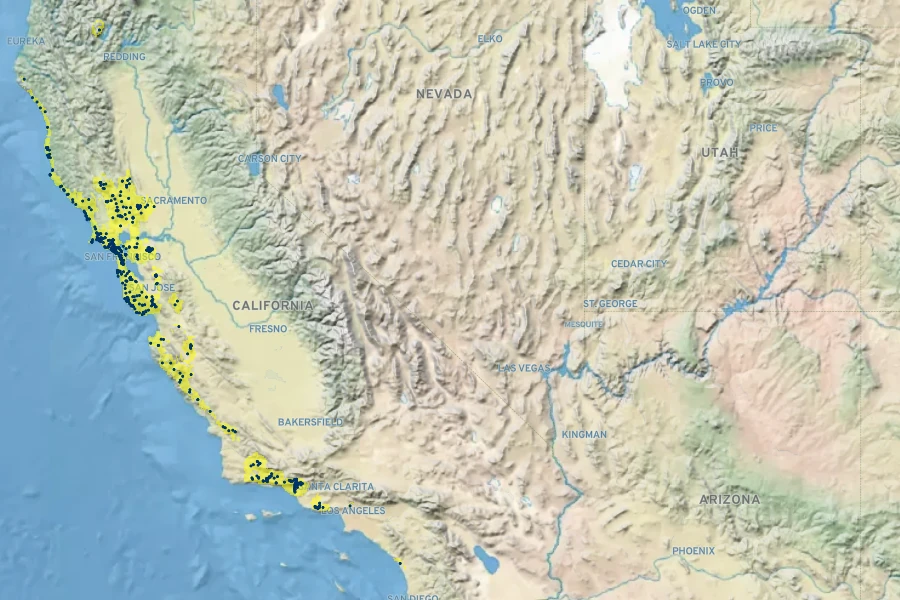 Calystegia purpurata Native Range