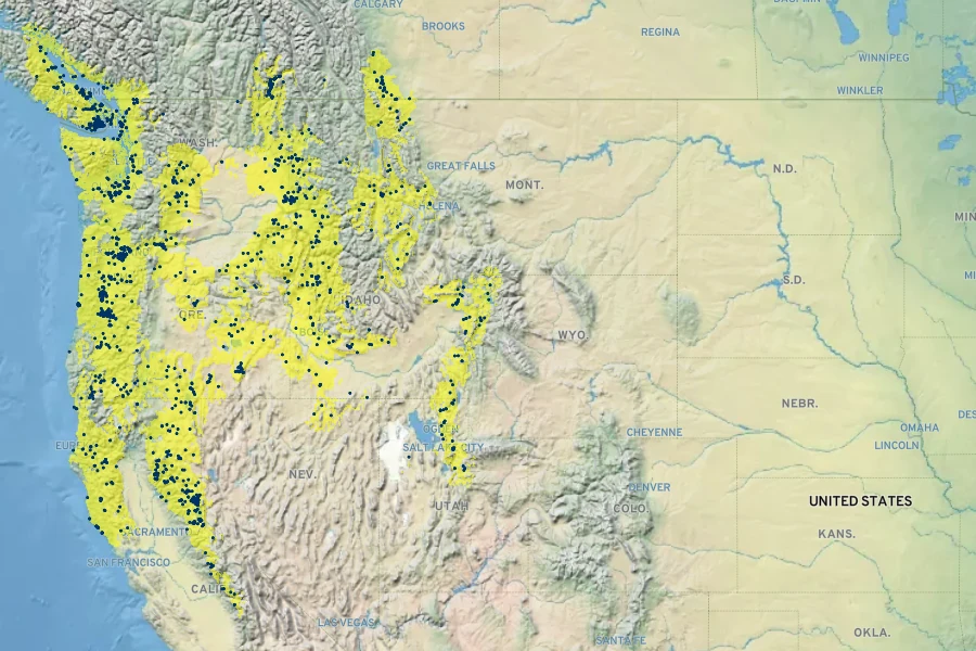 Camassia quamash Native Range