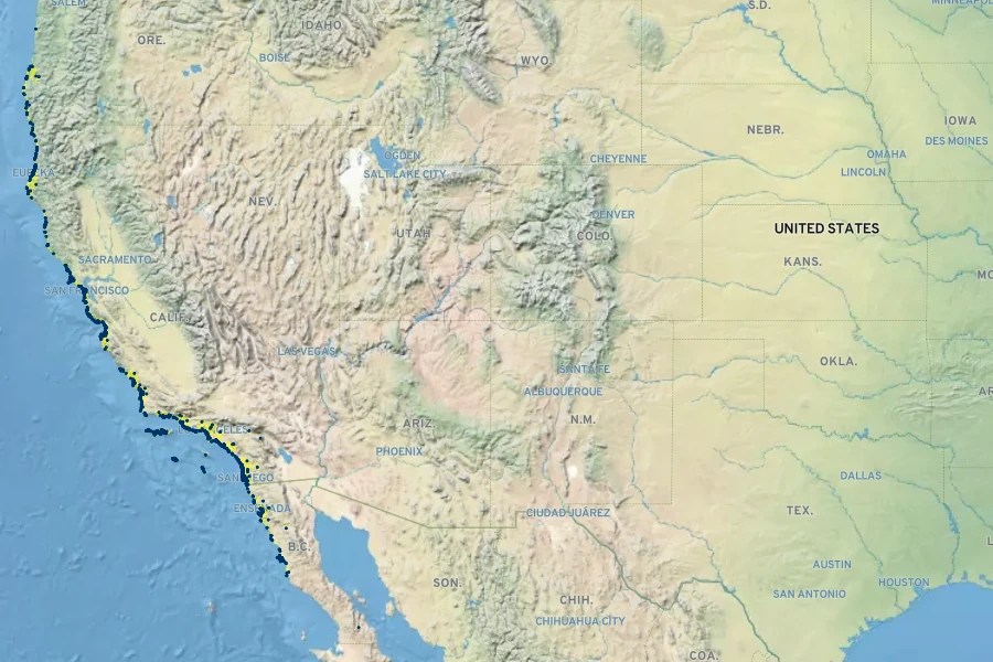 Camissoniopsis cheiranthifolia Native Range