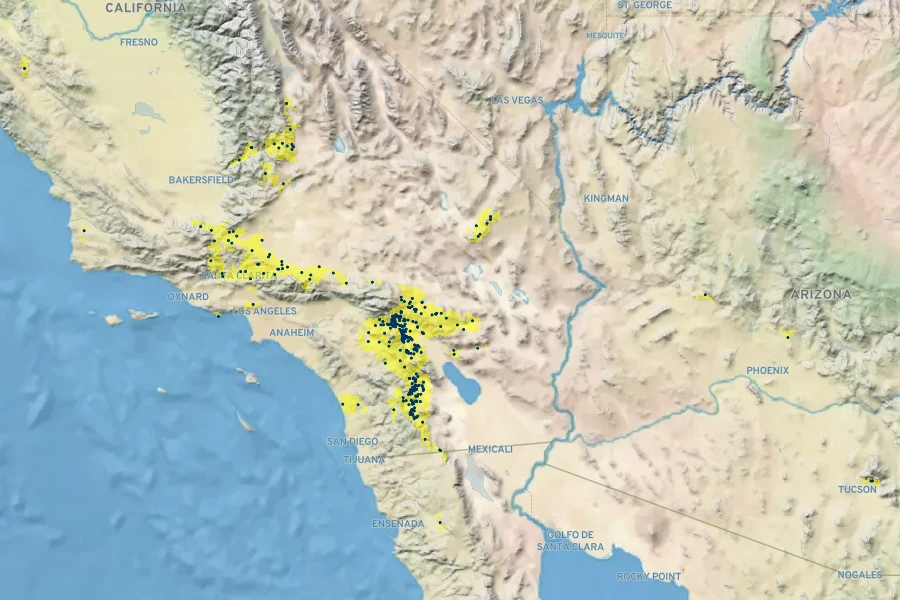 Camissoniopsis pallida Native Range