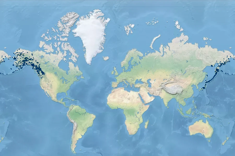 Campanula lasiocarpa Native Range