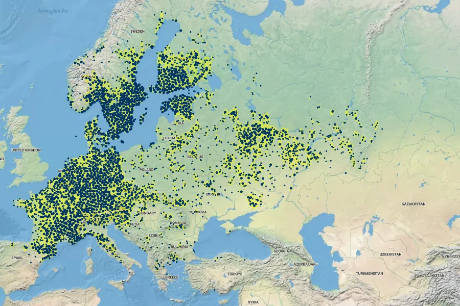 Campanula persicifolia Native Range