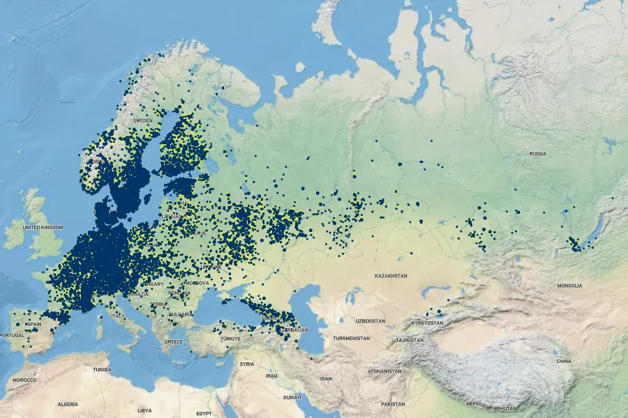 Campanula rapunculoides Native Range