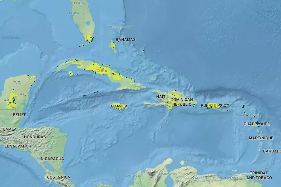 Canella winterana Native Range