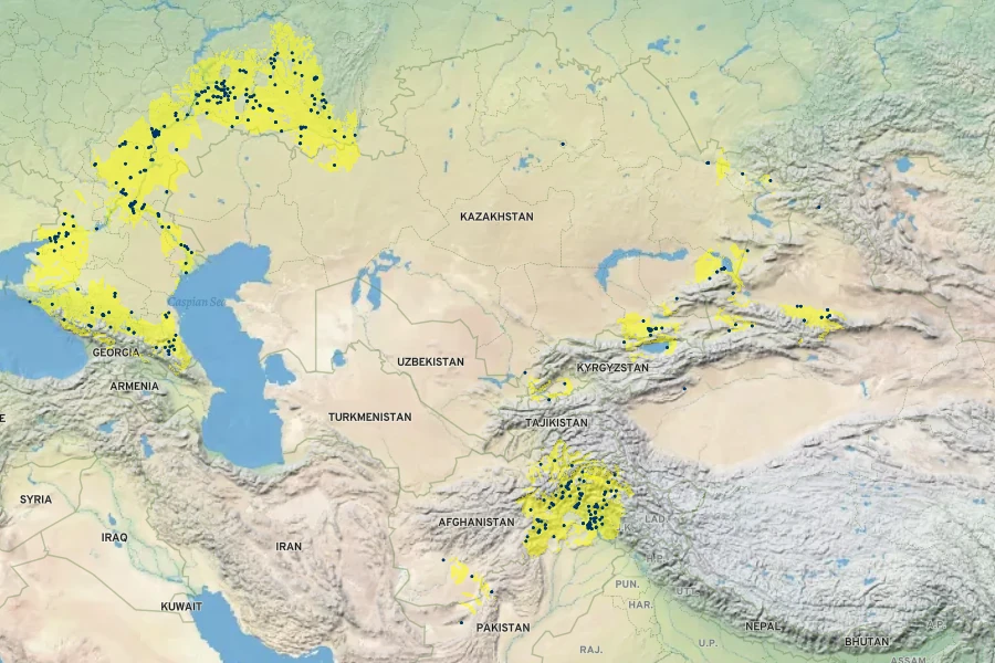 Cannabis sativa Native Range