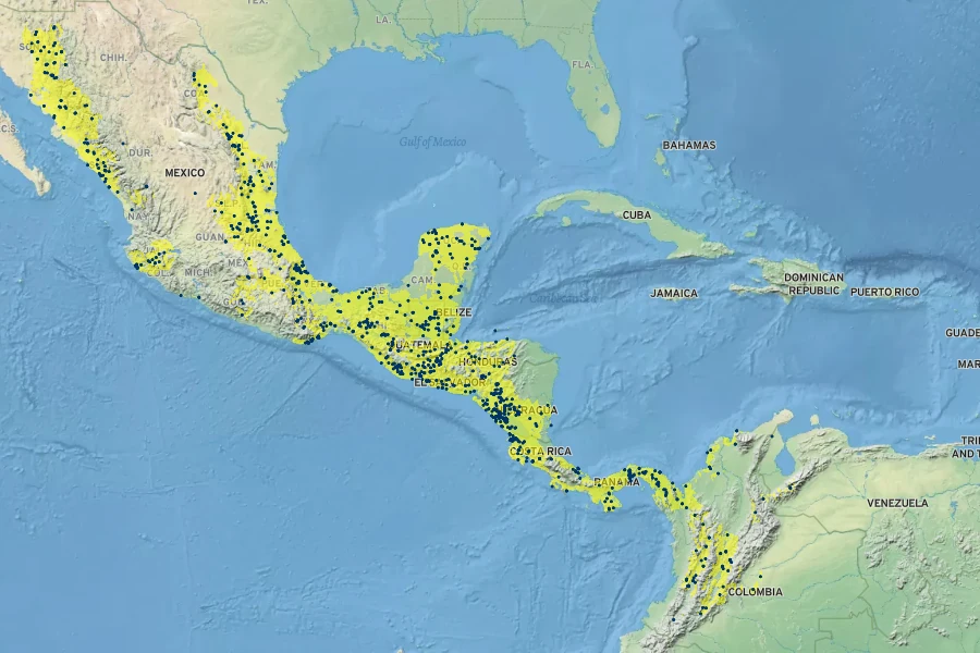 Capsicum annuum var. glabriusculum Native Range