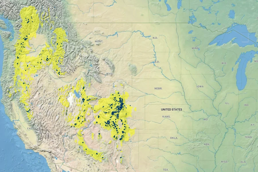 Cardamine cordifolia Native Range