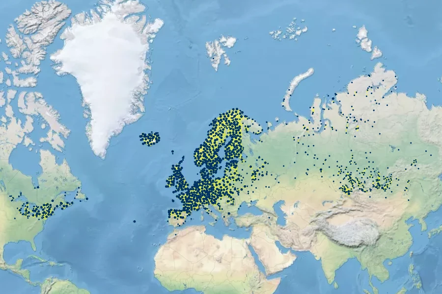 Cardamine pratensis Native Range