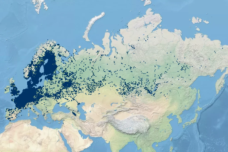 Carex acuta Native Range