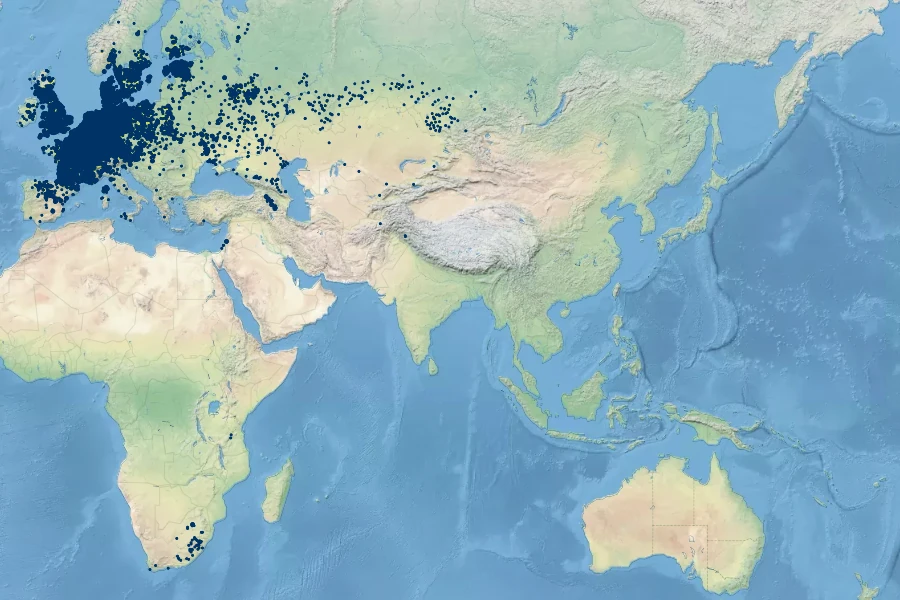 Carex acutiformis Native Range