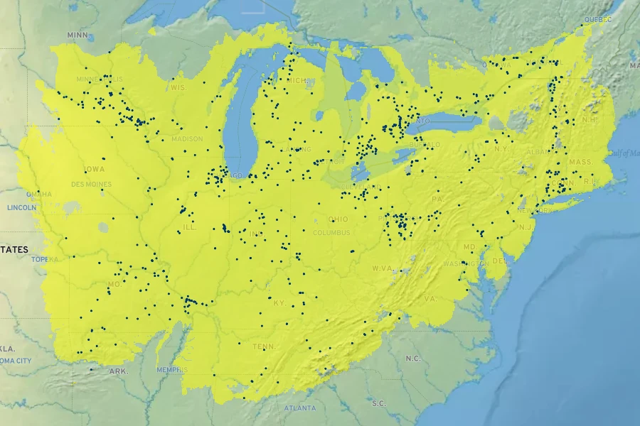 Carex albursina Native Range