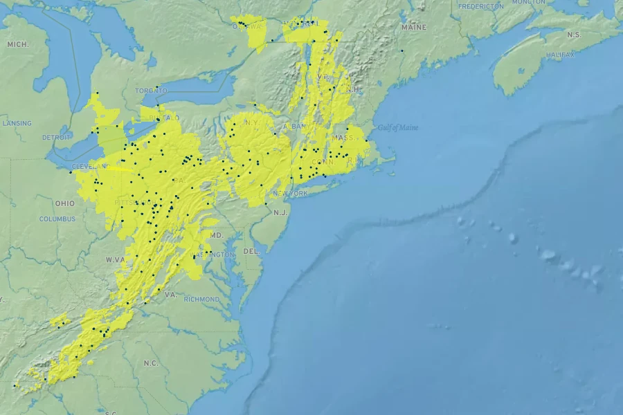 Carex appalachica Native Range