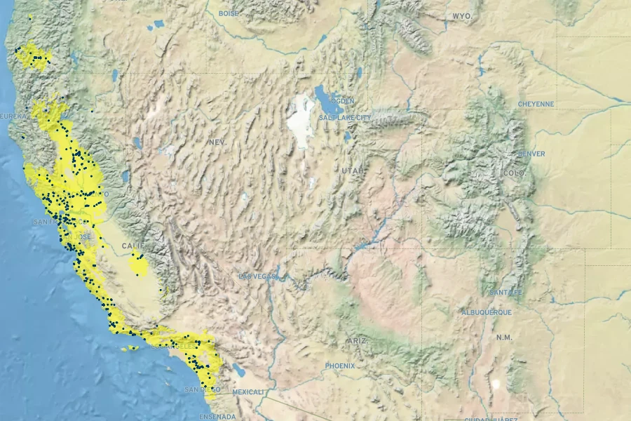 Carex barbarae Native Range