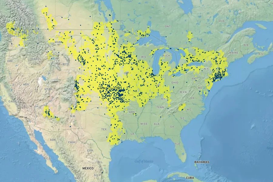 Carex brevior Native Range