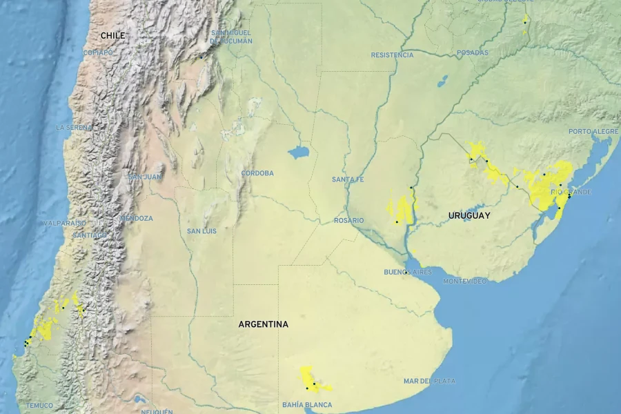 Carex brongniartii Native Range