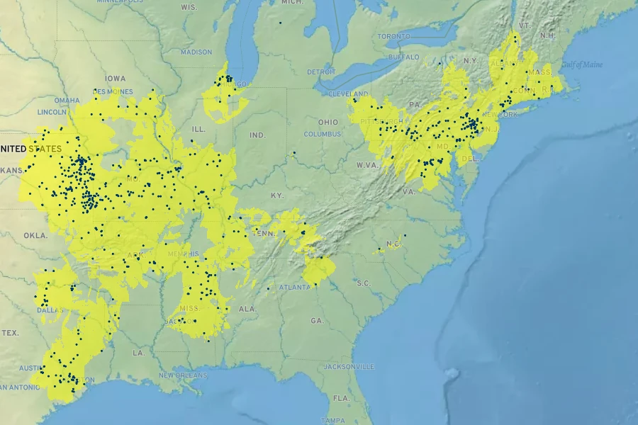 Carex bushii Native Range