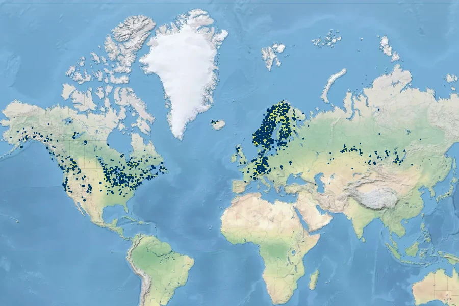 Carex buxbaumii Native Range