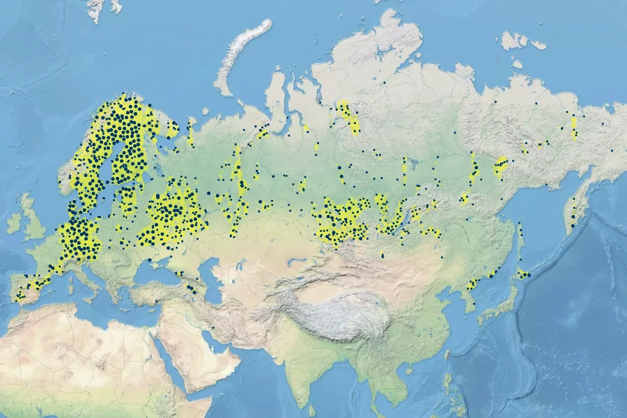 Carex cespitosa Native Range