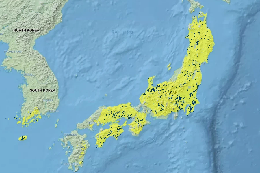 Carex conica Native Range