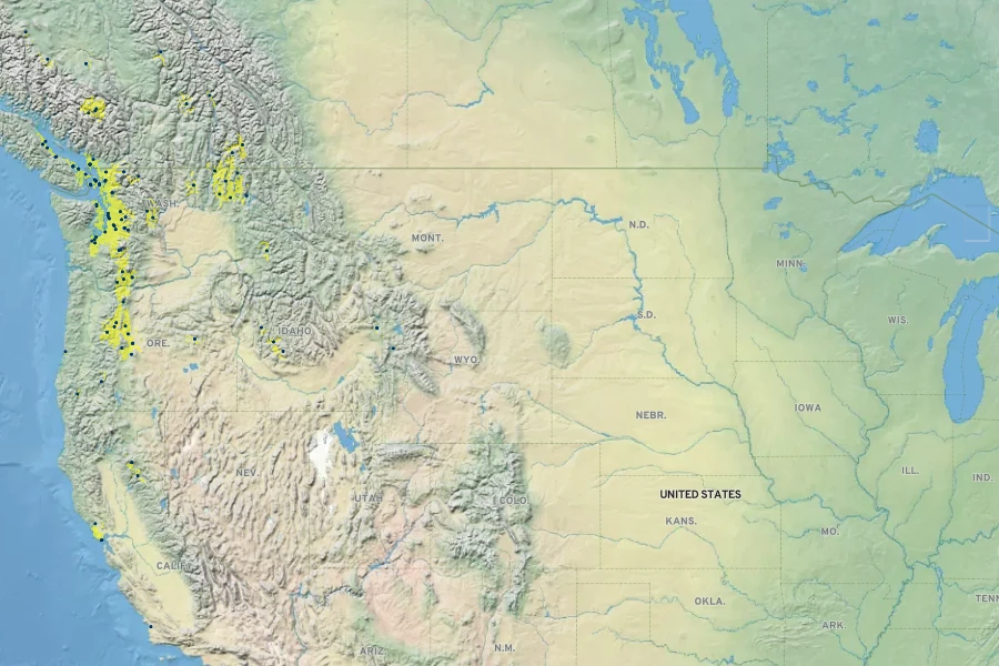 Carex cusickii Native Range