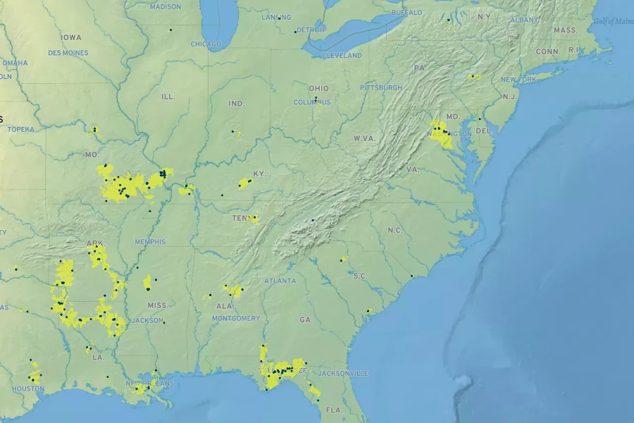 Carex decomposita Native Range