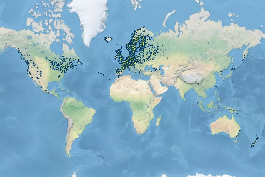 Carex echinata Native Range