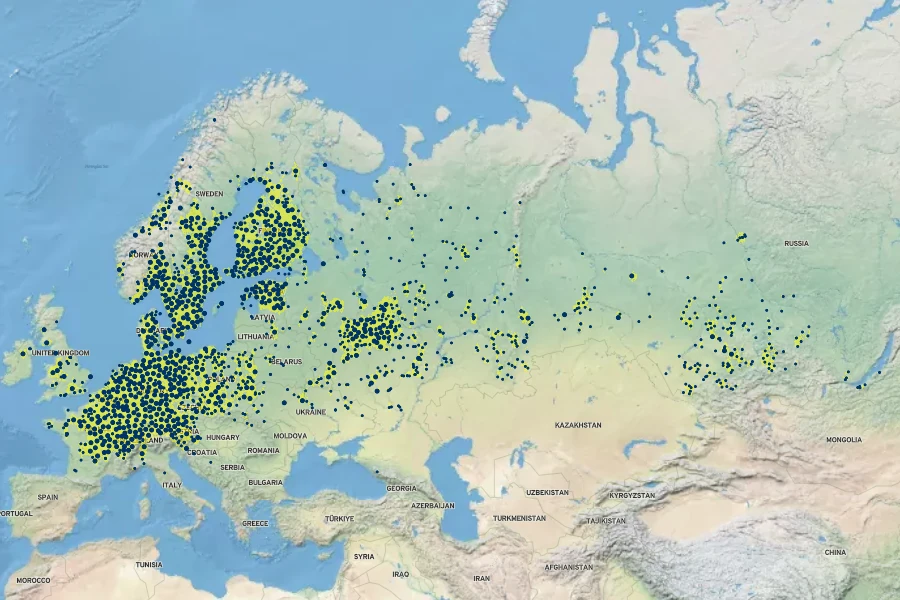 Carex elongata Native Range