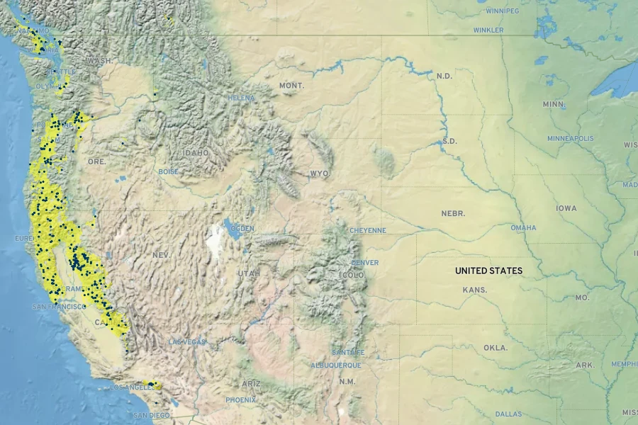 Carex feta Native Range