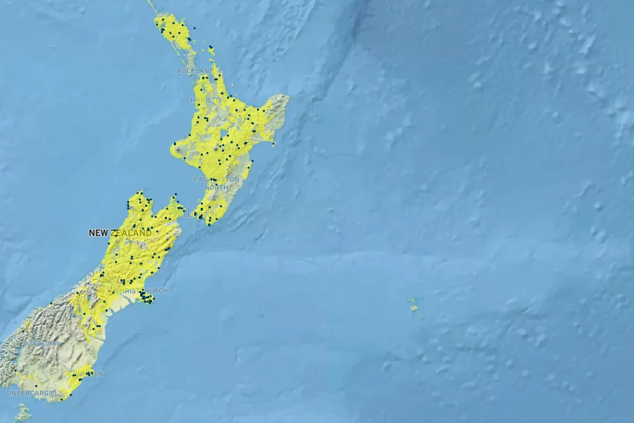 Carex forsteri Native Range