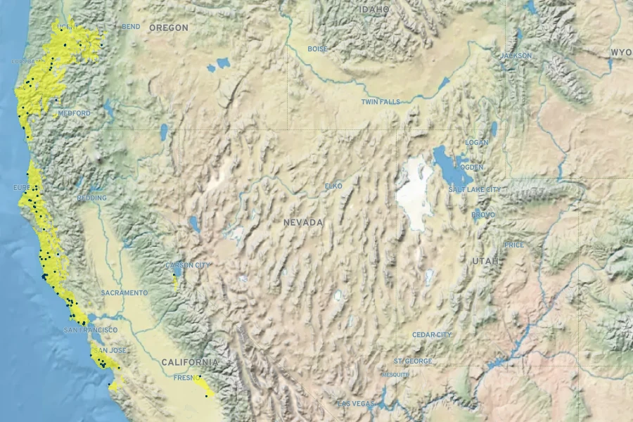 Carex gynodynama Native Range