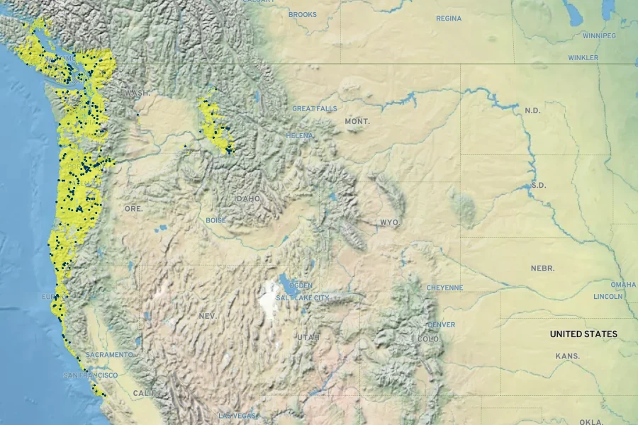 Carex hendersonii Native Range