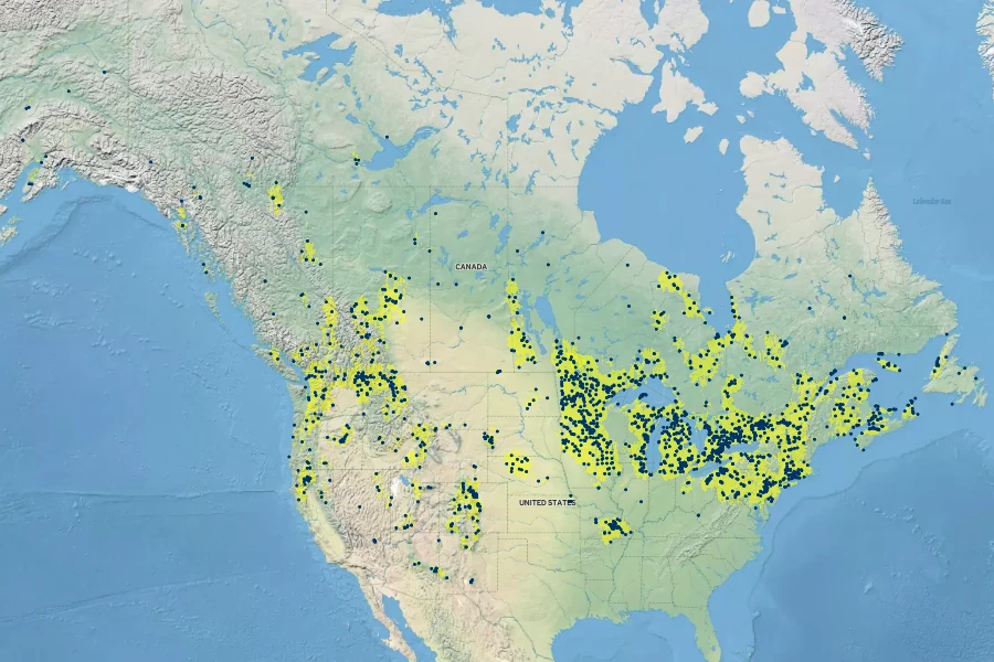 Carex interior Native Range