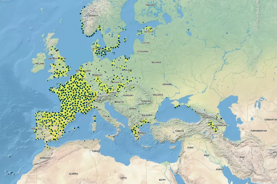 Carex leersii Native Range