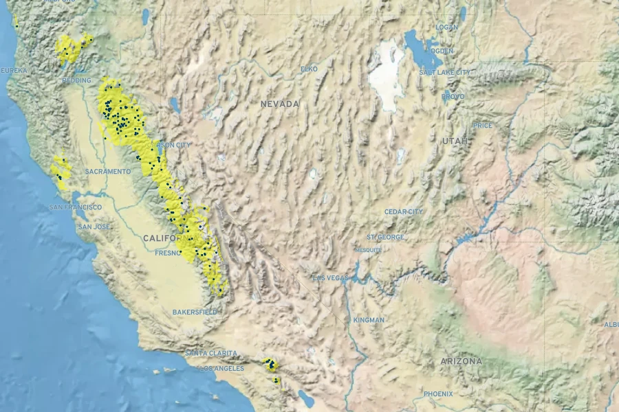 Carex lemmonii Native Range