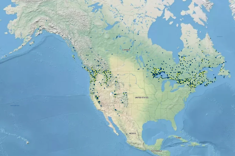Carex lenticularis Native Range