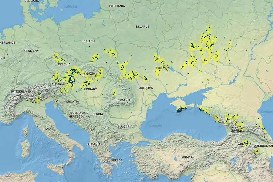 Carex michelii Native Range
