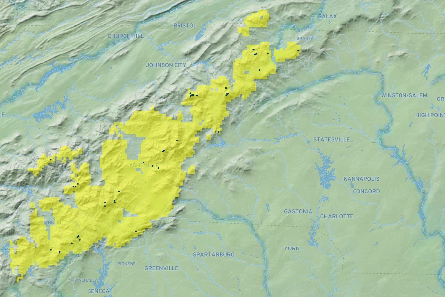 Carex misera Native Range