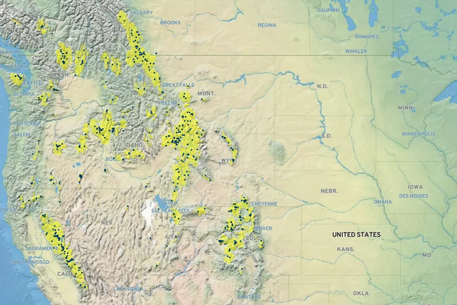 Carex raynoldsii Native Range
