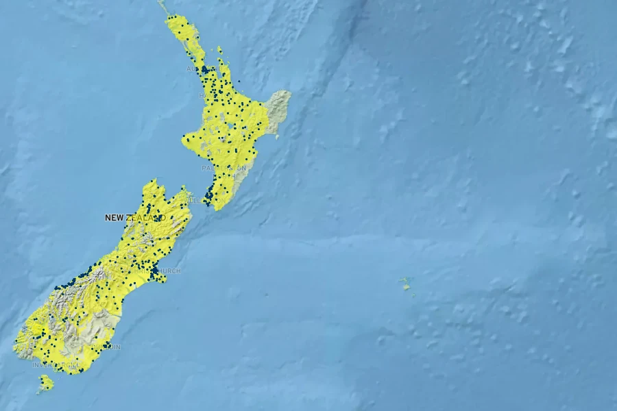 Carex secta Native Range