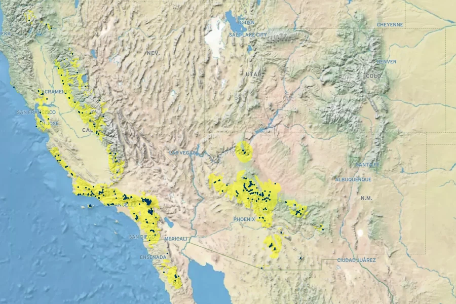 Carex senta Native Range