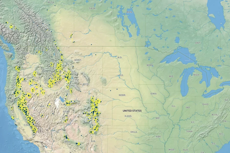 Carex simulata Native Range