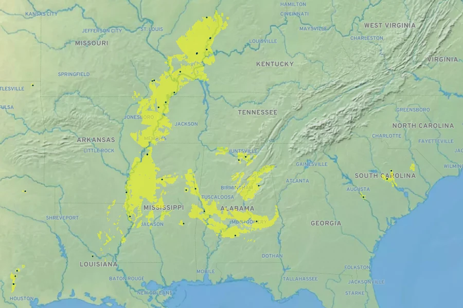Carex socialis Native Range