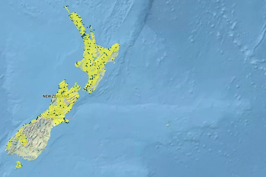 Carex solandri Native Range