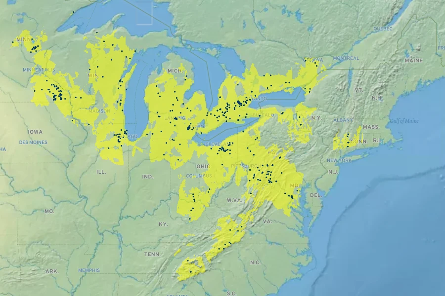 Carex woodii Native Range